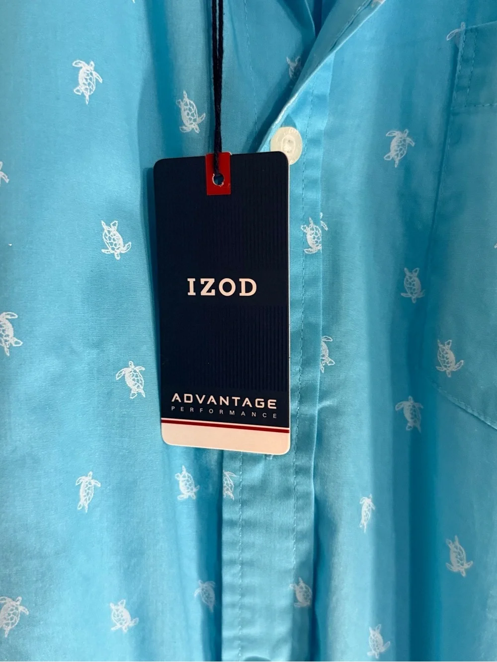 Izod Men’s Short-Sleeve Button-Down Shirt - Turquoise with Micro Print